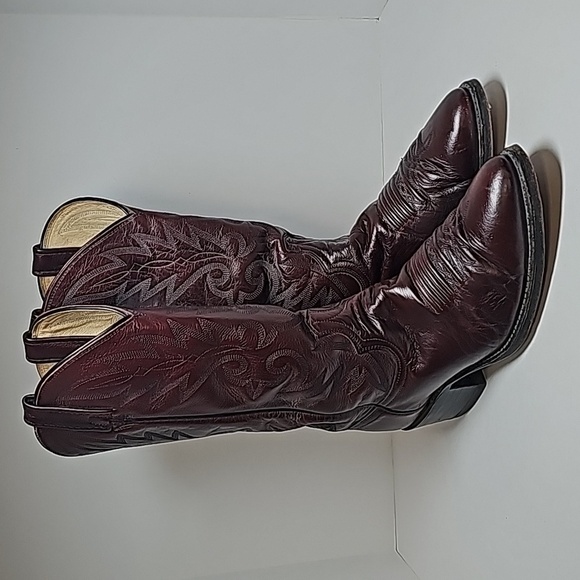 Dan Post Milwaukee Boot Western Cowboy Rodeo Ranch Pull-On Leather Burgandy 9 EW